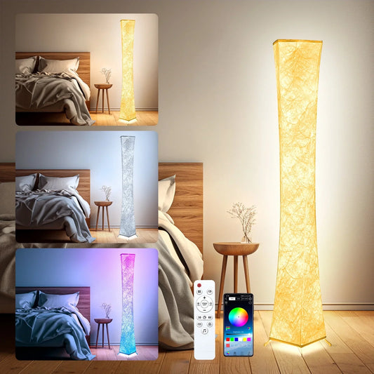 BLITZWILL Soft Light LED Floor Lamp RGB Color Changing 61'' Tall Corner Lamp ,Standing Lamp With Remote & Smart App Control, Music Sync, for Living Room Bedroom Game Room, Square