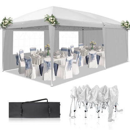 BTMWAY 10  20ft Pop up Canopy Tent Outdoor, Event Canopy Tent with 6 Removable Sidewalls and 4 Windows, Outdoor Tent for Backyard Party, Wedding Gazebo Tent with Upgrade Raised Roof and Carry Bag
