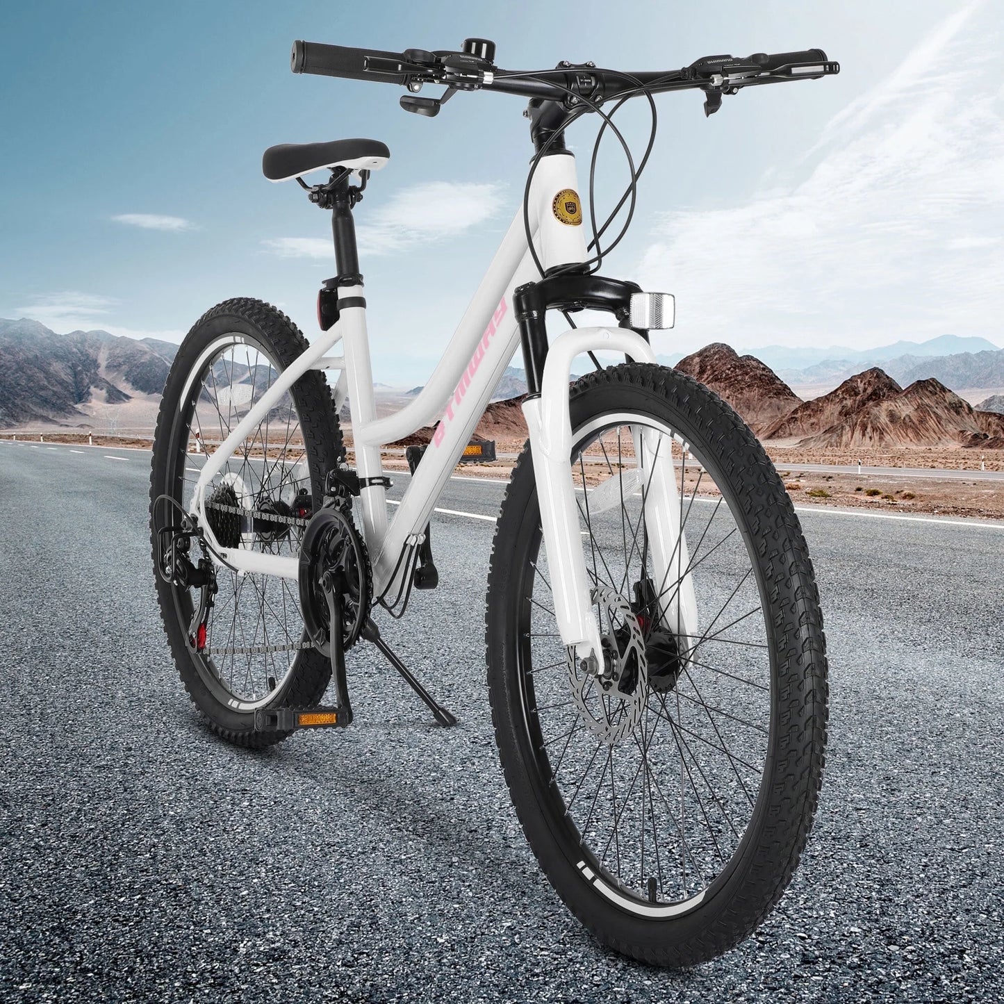 BTMWAY 24  Mountain Bike for Teenagers and Adult, Mountain Bicycles with Dual Disc Brakes, Shimano 21 Speeds Bicycles for Men, Adult Bicycle with Comfort Saddle, Commuter Bike