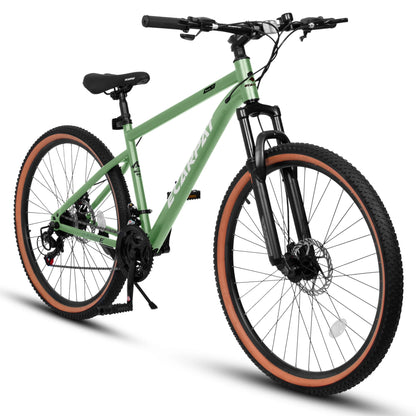 BTMWAY 27in Mountain Bike for Adults, Mens Bike with Durable High Carbon Steel Frame, Mountain Bicycles with Disc Brakes, Mens Bicycle for Commuting and Outdoor Exploration, Stylish Brown Edge Tires