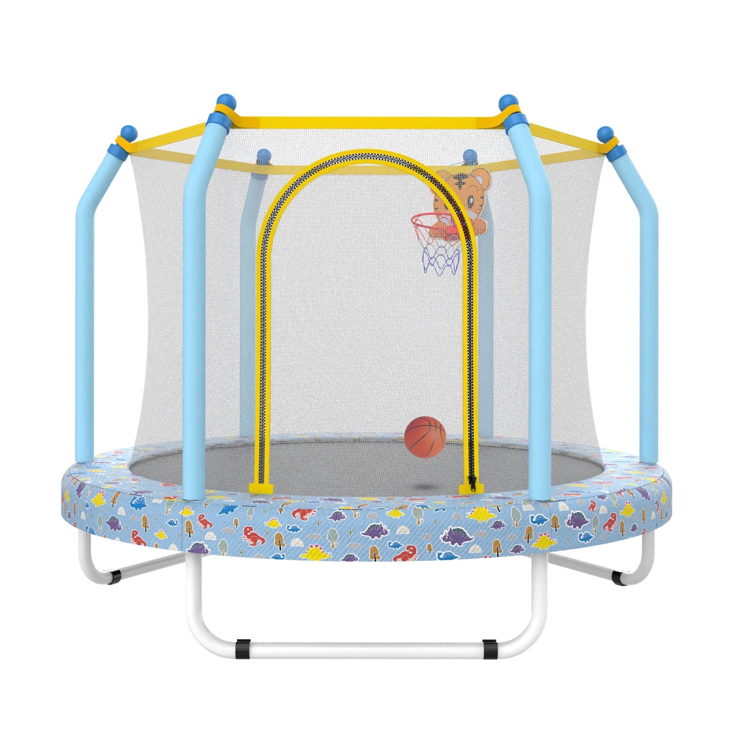 BTMWAY 55 Toddler Trampoline with Enclosure, Child's Mini Trampoline for Kids, Indoor  Outdoor Baby Trampoline with Basketball Hoop, Children's Trampoline with ASTM Certification