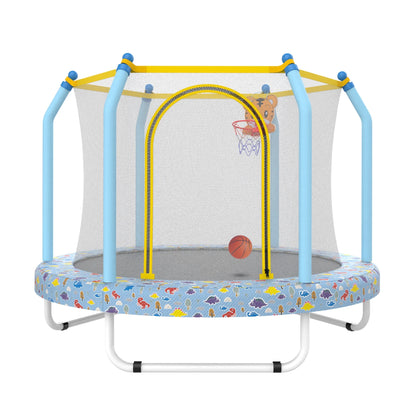 BTMWAY 55 Toddler Trampoline with Enclosure, Child's Mini Trampoline for Kids, Indoor  Outdoor Baby Trampoline with Basketball Hoop, Children's Trampoline with ASTM Certification