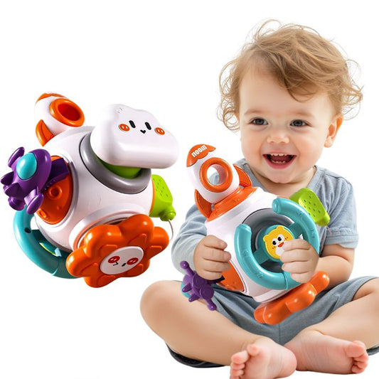 QXQ Montessori Toddler Toys for 1 3, 6 in 1 Travel Activities Busy Board Cube, Baby Sensory Toys for 6 12 18 Months Baby Gifts, One 2 3 Year Old Infant Boys Girls Educational Learning Toys (Rocket)