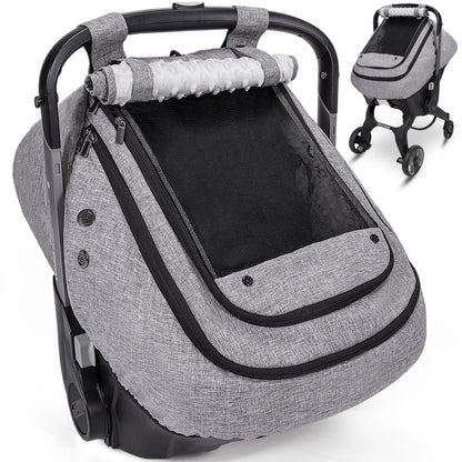Baby Car Seat Cover, Novashion Infant Carseat Canopy, Warm Plush Minky Dots Shield Covers, with Breathable Mesh Window, Enlarge Space, Grey