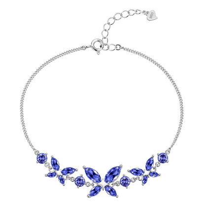 Beautlace 18K White Gold over Silver Butterfly Gemstone Bracelet,Adjustable December Tanzanite Birthstone Bracelet Charms Jewelry Birthday Christmas Valentines Gifts for Women