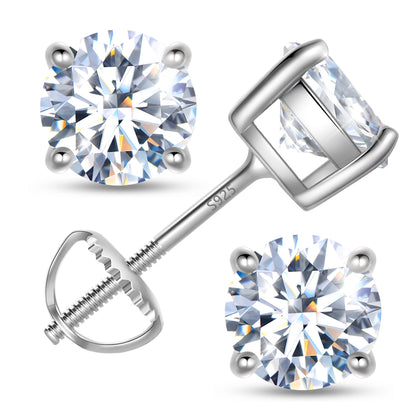 Beautlace GRA Certified Muticolored Moissanite Stud Earrings,1 Carat D VVS1 Simulated Diamond Sterling Silver Screw Back Earrings Jewelry Birthday Christmas Birthday Mother's Day Gifts for Women Mom