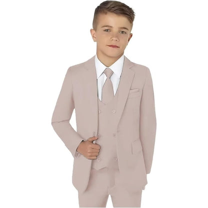 Wehilion Slim Fit, Formal, Elegant Blazer & Vest & Pants & Shirt & Tie Set Boy's Size 4 5-Pack