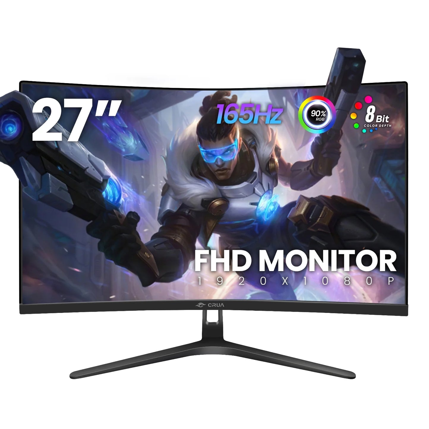 CRUA 24" 75Hz Curved Gaming Monitor - FHD 1080P Frameless Computer Monitor, AMD FreeSync, Low Motion Blur,Display&HDMI Port, Black