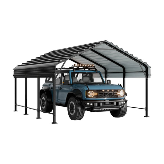 Carpet 12' x 15' Metal Carport, Heavy Duty Carport with Steel Panels for Car,and Frame Metal Carport Upgraded Extra Large Garage