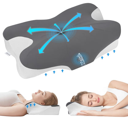 Cervical Pillow for Neck Pain Relief, Contour Memory Foam Pillows with Cooling Breathable Pillowcase, Ergonomic Orthopedic Neck Support Pillow for Side, Back and Stomach Sleepers