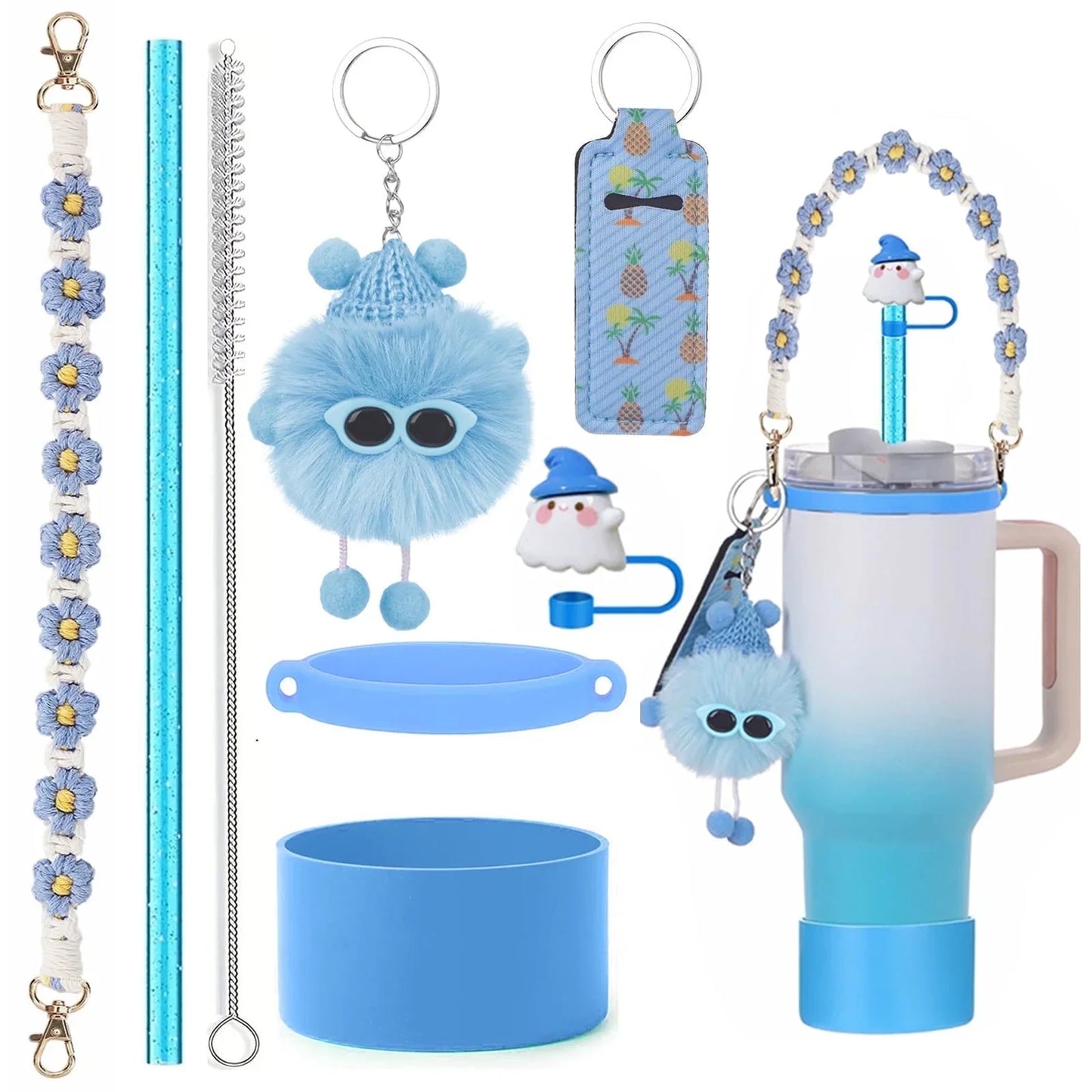 CHIKIXSON Cup Accessories Set Compatible with Stanley Cup Tumbler 40oz  30oz, Cup not included, Blue