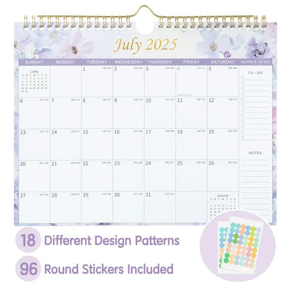 Deli 2025-2026 Wall Calendar, 11" x 8.5", Thick Paper with Julian Dates and Block for New Year and Christmas Presents, Monthly planner for Office Home Planning & Organizing,Color Design
