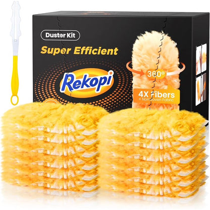 Disposable Feather Dusters for Cleaning Tool Multi Surface Duster Refills Brush Head 20 pcs & Handle*1
