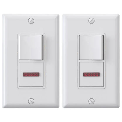 ELEGRP 15A 120V White Single Pole Electrical Switches 2 Pieces