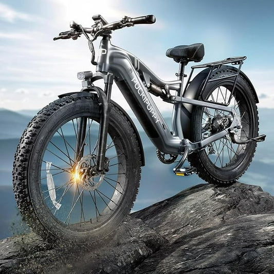 Electric Bike for Adults 1350W Peak, 48V 20AH Battery Ebike, 26" Fat Tire Full Suspension Electric Mountain Bike, 80 Miles Range, 28 MPH, 8 Speed, Torque Sensor, Labrador Pro