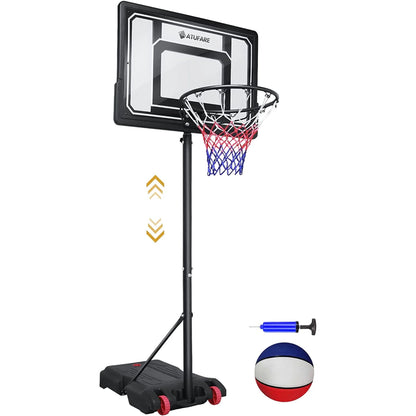Everest Basketball Hoop Outdoor for Teens Kids, Portable Basketball Goal System Indoor, 5.5 - 7FT Height Adjustable, 33.5" Backboard & 15" Rim 108