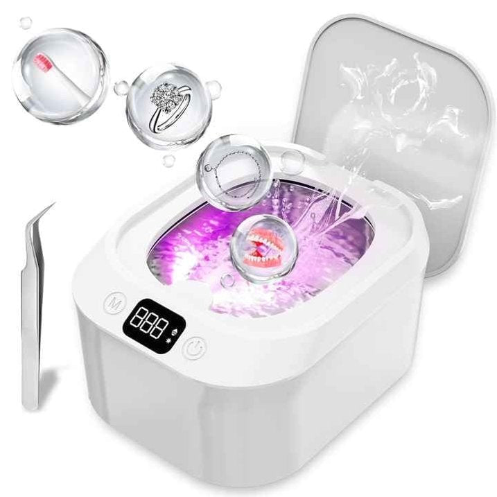 FETERVIC 48kHz Ultrasonic Retainer Cleaner Machine with 220ML, 3 Modes, Ultrasonic Jewelry Cleaner  Denture Cleaner for Aligners, Rings, Watches, and Glasses