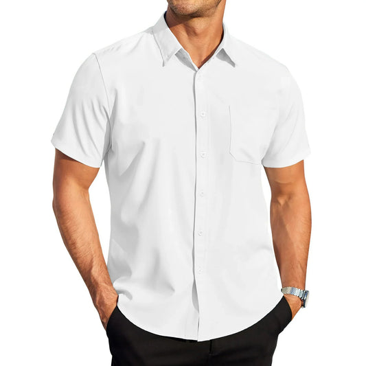 GENTS BLISS Short Sleeve Mens Dress Shirts Casual Solid Shirts for Men Regular Oxford Tops with Pocket