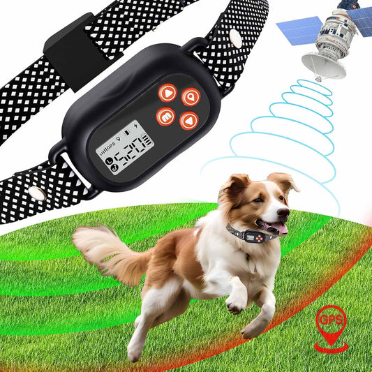GPS Wireless Dog Fence System Electric Pet Collar with 3 Warning Modes Radius 25-999 Yards Waterproof & Rechargeable Receiver Containment for Outdoor Training