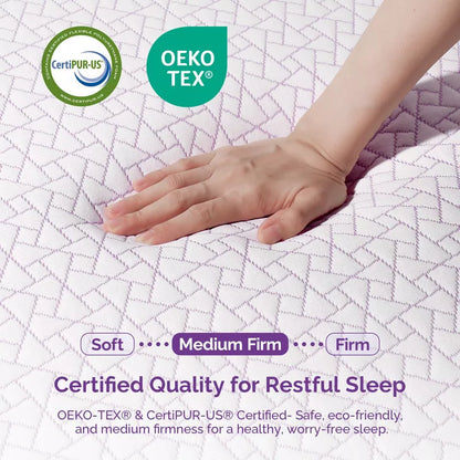Sersper 12 inch AeroChar Cooling Gel Memory Foam Mattress, CertiPUR-US & OEKO-TEX Certified