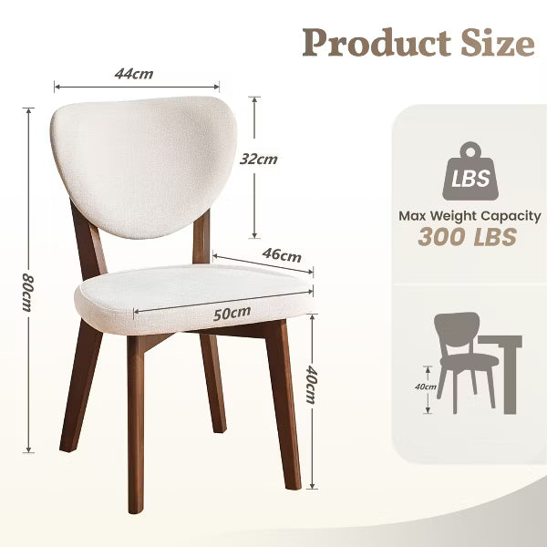 KERDOM Dining Chairs Set of 2, Modern Upholstered Wood, Armless Wide Seat Cushion, Padded Backrest, Beige