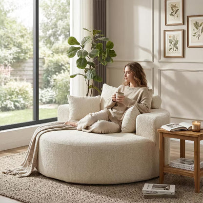 55" Polyester Sponge Single Sofa Bed No Assembly, Fluffy Modern Sleeper Chair for Living Room, Bedroom, Lounge & Home Theater