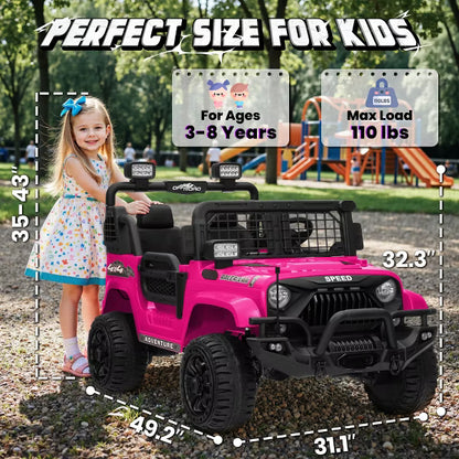 JOYRACER 24V 2-Seater Ride-On Jeep Style Car for Kids, Electric Ride-On Toys with Bluetooth, Music, USB & MP3 Port