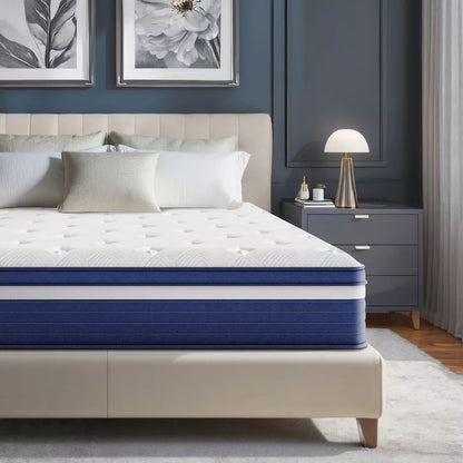 Swedrea Hybrid Mattress Breathable Medium Cooling Memory Foam Bed-in-a-Box White