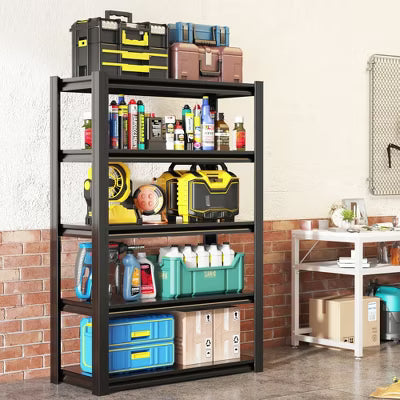 VIYET 5-Tier Narrow Metal Storage Shelving Unit, 1500 lb Capacity Heavy Duty Garage Shelf for Tight Spaces, Adjustable Rack