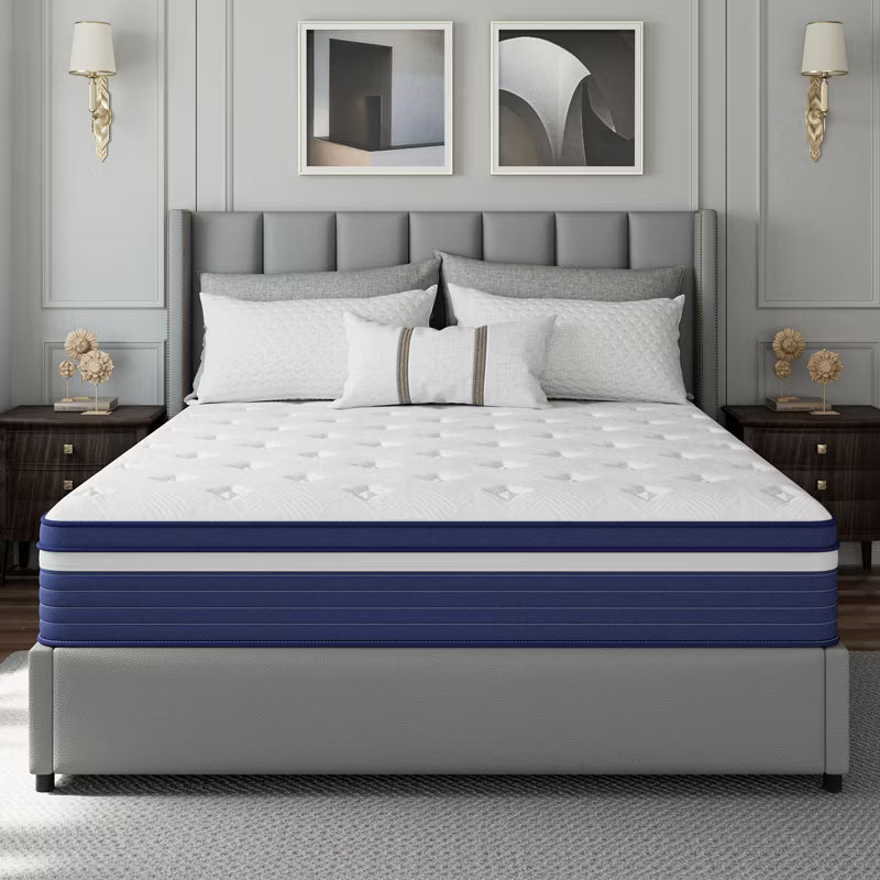 Swedrea Hybrid Mattress Medium Skin Friendly Memory Foam in White, Green, Gray, and Blu