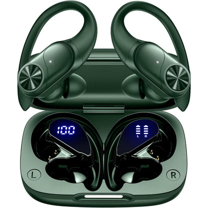 VEAT00L V6 Bluetooth Headphones Wireless Earbuds 88Hrs Playback Sport Ear Buds with Earhook Digital Display Charging Case