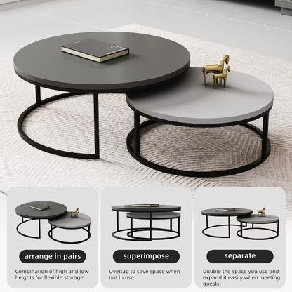 Luck Live Round Modern Living Room Nesting Coffee Coffee Table