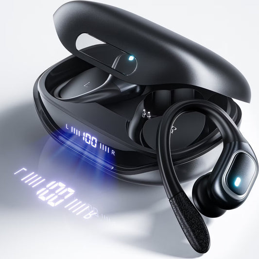 VEATOOL Wireless Earbuds Bluetooth 5.3 Headphones with 80H Playback, IPX7 Waterproof Over Ear Buds with LED Power Display for Sports Running Workouts
