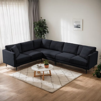 Mjkone Luxury Linen 107"W*81.5''D L-shaped Couch,6-Seat Oversized Sectional Sofa Couch With Corner Sofa