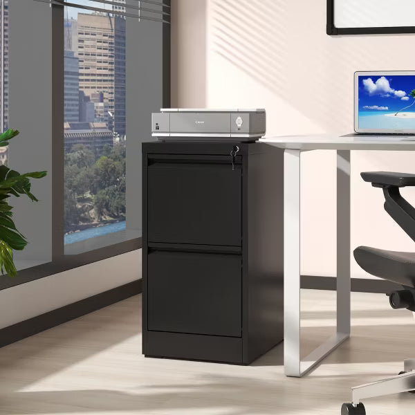 VIYET 28"H 2-Drawer Metal Vertical File Cabinet with Lock, white Steel Filing Cabinet for Home Office, Fits A4/Legal/Letter Size