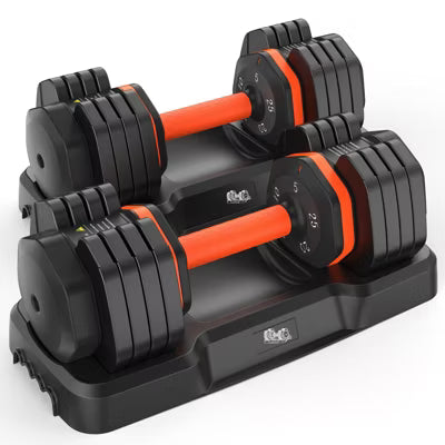 Adjustable Dumbbells Set of 2, 15LB to 55LB Quick Change Weight System, Space Saving Home Gym Equipment