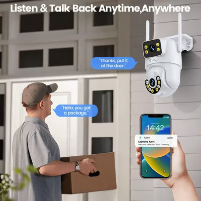 Losei 8MP/4K Outdoor Smart Security Camera with Light Alarm,Color Night Vision,2.4G WiFi,Motion Detection,IP66 Weatherproof , 360 View