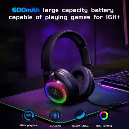 Tri-mode Gaming Headset, Over-ear Design, RGB Lighting, Noise Cancellation, Long Battery Life, ,Multi-Device Compatibility.
