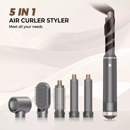 Dryhsip 5-in-1 Hair Dryer Brush Hot Air Styler,Curling & Straightening Brush,Negative Ion,Multi Function,3 Heat Settings,for All Hair Types,Grey