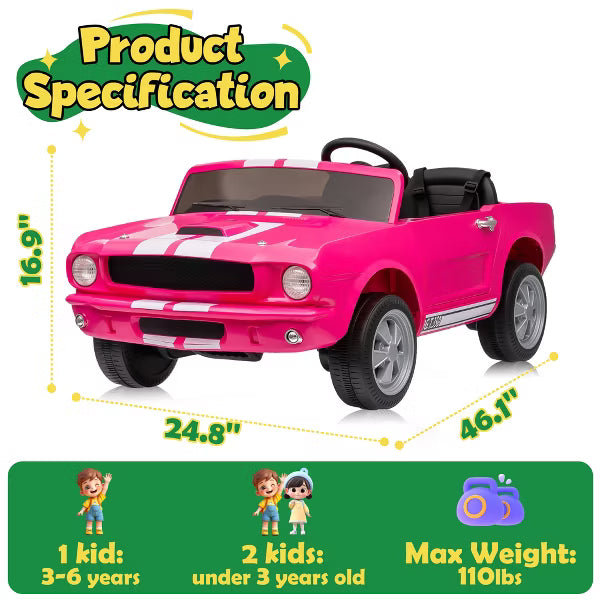 Joyracer Shelby 4WD 24 Volt Ride on Toys Cars for Kids, 2 Seats Electric Car with Remote Control, LED Lights, Music, Horn, Bluetooth, USB, Kids Gift