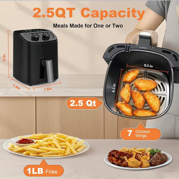 OSTBA Air Fryer with 3D Rapid Air Circulation, Digital Touch Screen, Adjustable Temp & Time, Dishwasher Safe, Oil-Free Healthy Cooking, 2.5QT