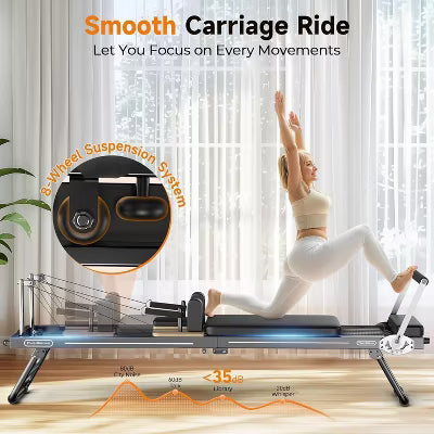 FEIERDUN Foldable Rowing Pilates Reformer, Pilates Machine & Equipment for Home use, Pilates Exercise Trainer with Jump Board
