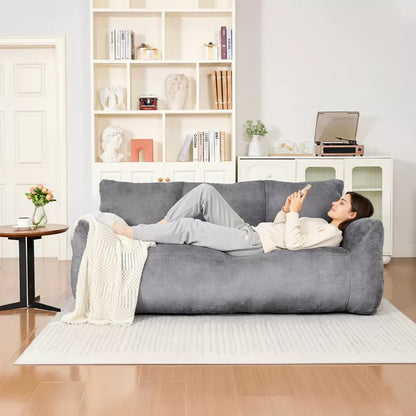 Hooseng 65" Faux Fur Loveseat Sofa, Oversized Lounge Couch for Adults, Fluffy Lazy Sofa with Memory Foam Filler, Big Comfy for Living Room, Bedroom