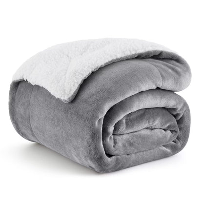 Bedsure Faux Wool Blanket–Solid Color Throw, Ultra Soft and Warm Reversible Blanket for Bed or Couch