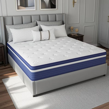 Swedrea Hybrid Mattress Medium Skin Friendly Memory Foam in White, Green, Gray, and Blu