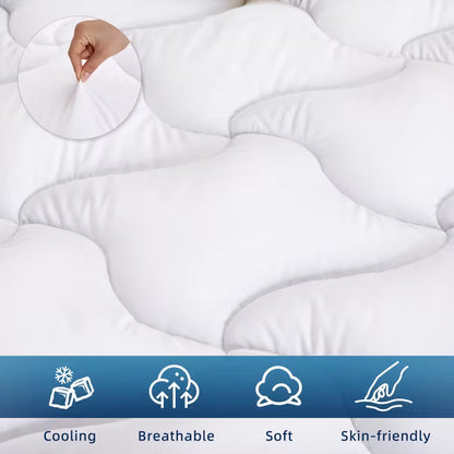 Dyonery 3" Cooling Memory Foam Mattress Topper – Dual Layer Gel & Plush, Deep Pocket, Back Pain Relief, Queen & Full