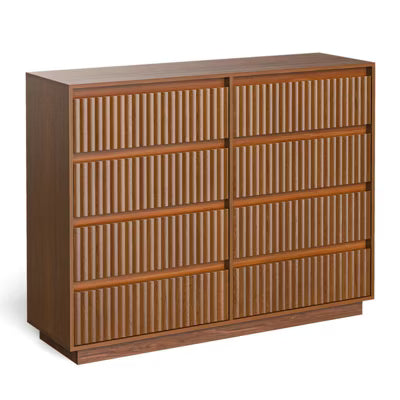 KOLIGEY 8-Drawer Dresser 52"W Double Dresser With Waveform Fluted Panel