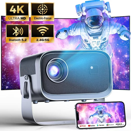 LOSEI Projector Supports 4K resolution Smart Projector Auto Keystone Correction Portable Projector with iOS/Android black Black