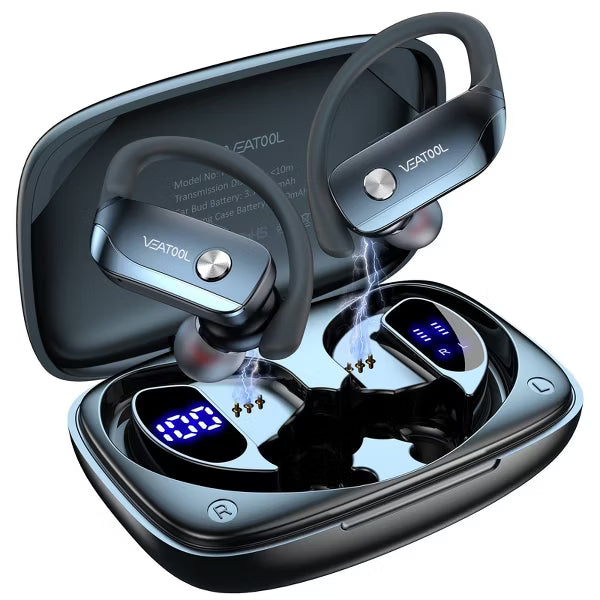 VEAT00L Wireless Earbuds Bluetooth Headphone Sport, Bluetooth 5.4 Earbud, 72Hrs Earphone with Earhook, Mic