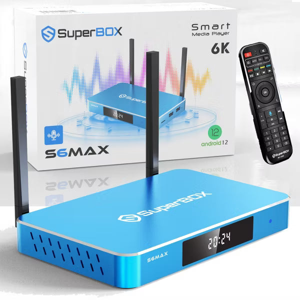 Super Box - Fully Loaded 6K Android TV Box, Loaded with WiFi 6 & Voice Remote TV Streaming Stick Devices